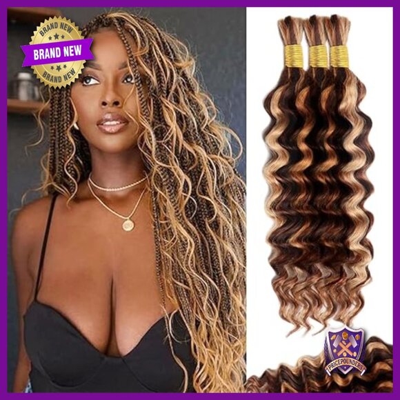 16 Inch Human Hair Extensions for Boho Braids, 100g Deep Wave Curly Bundles main image 4